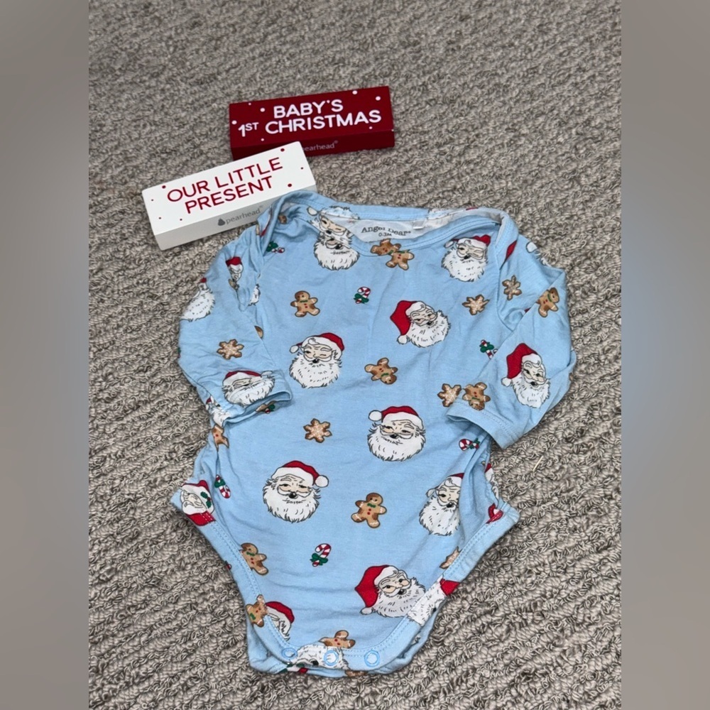 ☀️Angel Dear Festive Blue Santa Bodysuit and Picture Frames